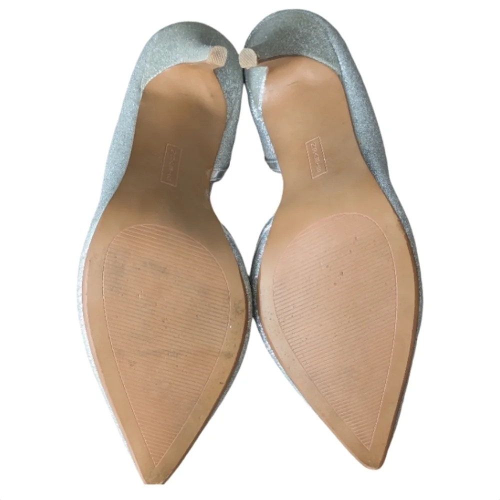 Steven by Steve Madden Whiskey Silver Glitter D'Orsay Pointed Toe Heels Size 9